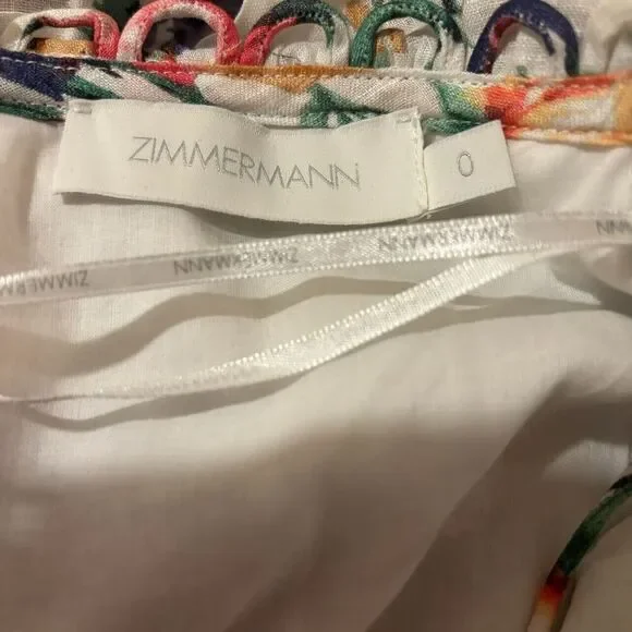 ZIMMERMANN Floral Print Mini Dress ZIM 0 / US 4 white - Picture 9 of 16